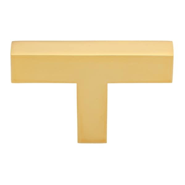 Gliderite Hardware 2-in. Solid Square Cabinet T-Knob Brass